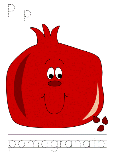 learn to print worksheets - Pp pomegranate