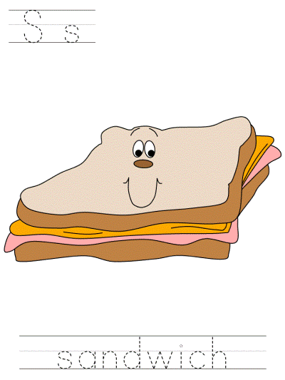 learn to print worksheets - Ss sandwich