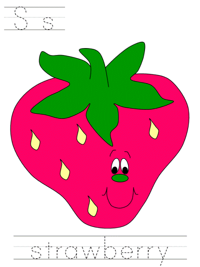 learn to print worksheets - Ss strawberry