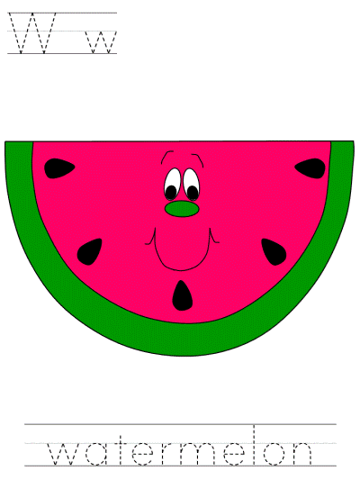 learn to print worksheets - Ww watermelon
