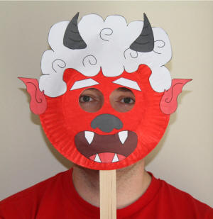 Paper Plate Red Oni Mask