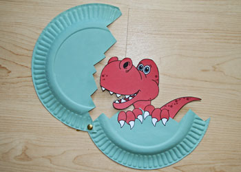 hatching dinos paper plate craft