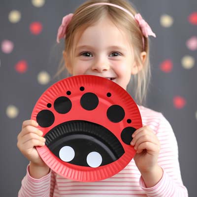 Paper Plate Ladybug Craft held by a child