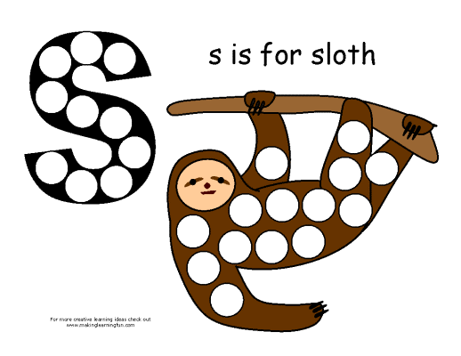 sloth magnet or bingo dauber printable