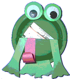 Easy paper plate frog pouch craft