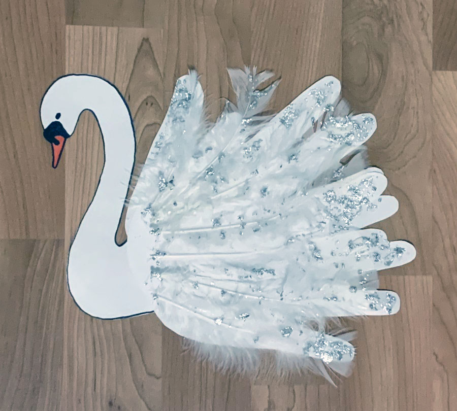 swan handprints craft