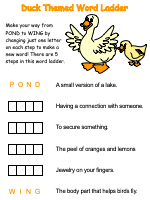 duck themed word ladder