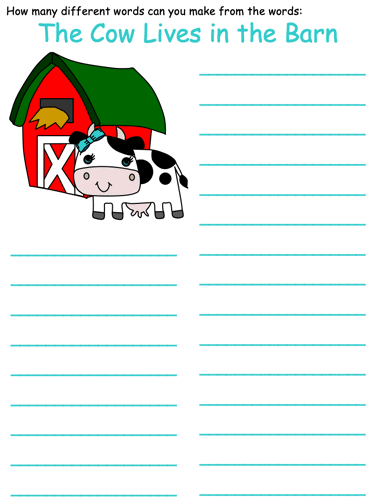 Cow Word Mine Puzzle