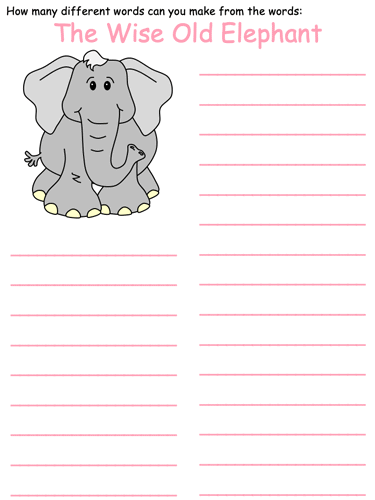 Elephant Word Mine Puzzle