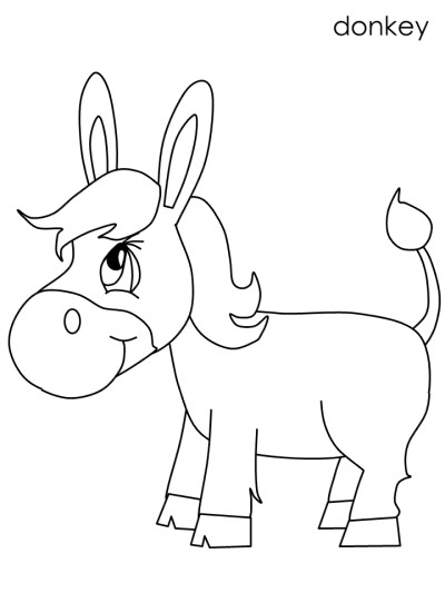 donkey coloring page with label