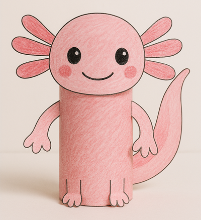 Axolotl toilet paper roll craft