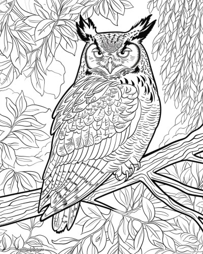 great horned owl coloring page
