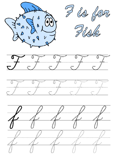 fish cursive tracer page