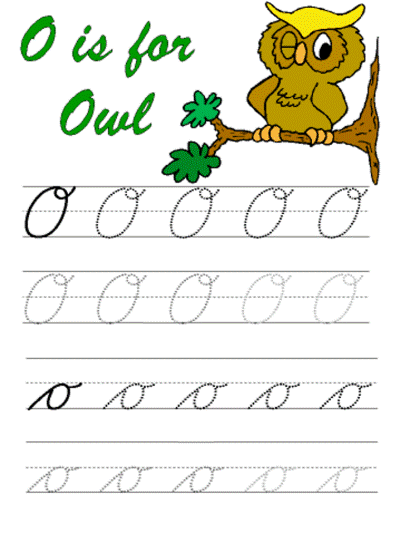 owl cursive tracer page