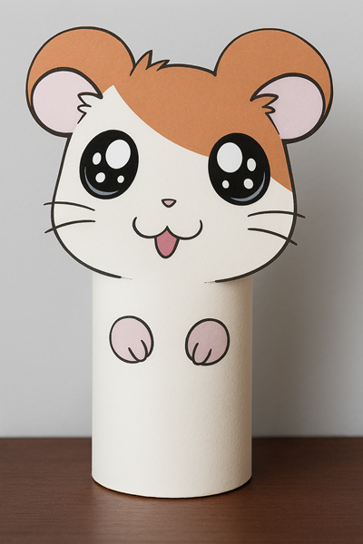 finished hamtaro toilet paper roll craft