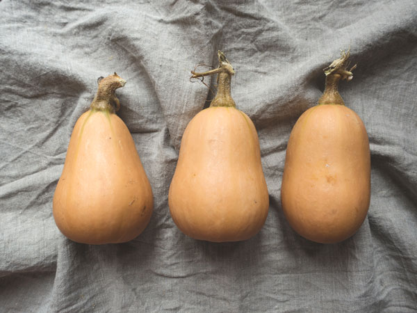butternut squash on grey linen