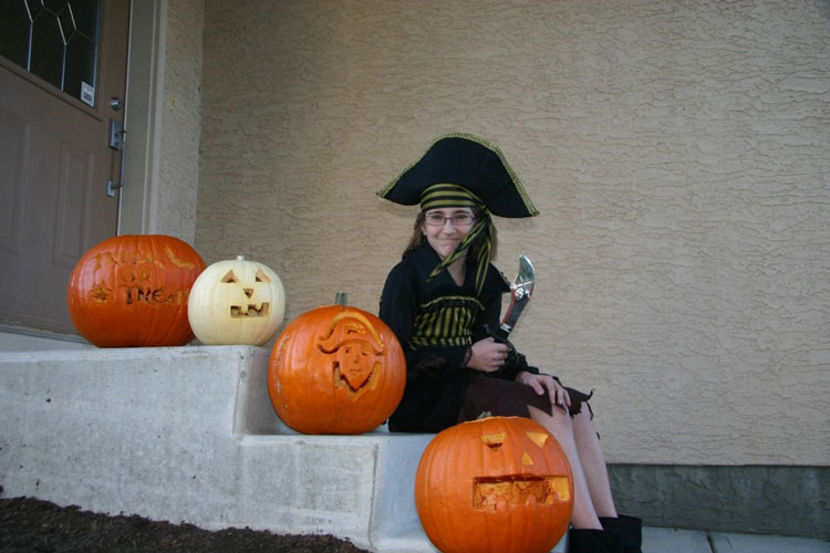 Pumpkin Carving: Pumpkins on a Porch