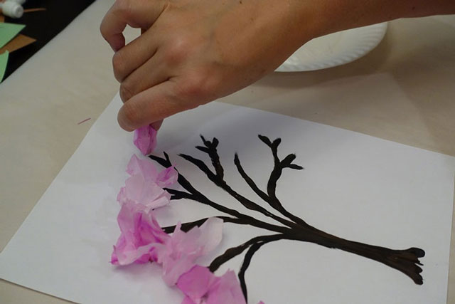 Tissue paper cherry blossom tree
