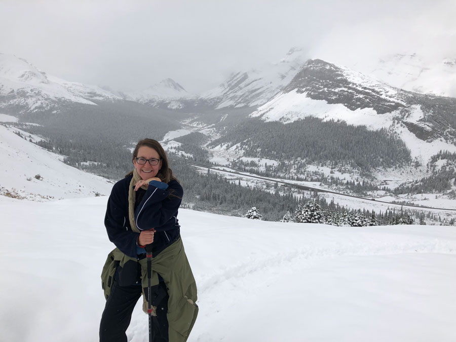 A view of the Icefield Parkway from atop Parker Ridge