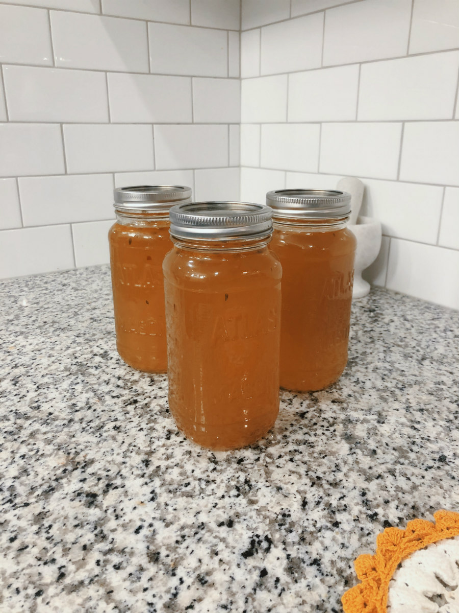 Jars Filled with Chicken Stock