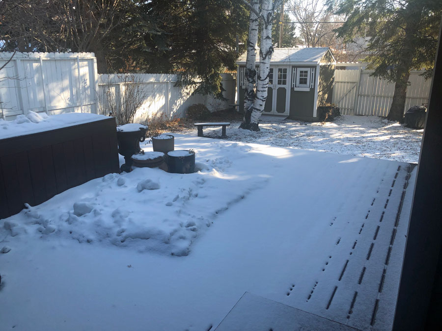 Too cold to site on our deck and enjoy a morning coffee. Too cold outside.