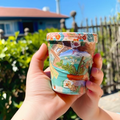 Decoupage terra cotta pots
