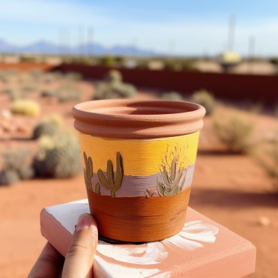 landscape painted pots