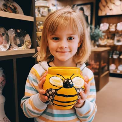 decorated terra cotta pots - bumblebee
