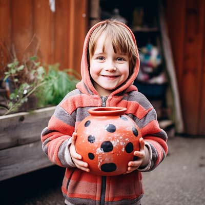 decorated terra cotta pots - ladybug