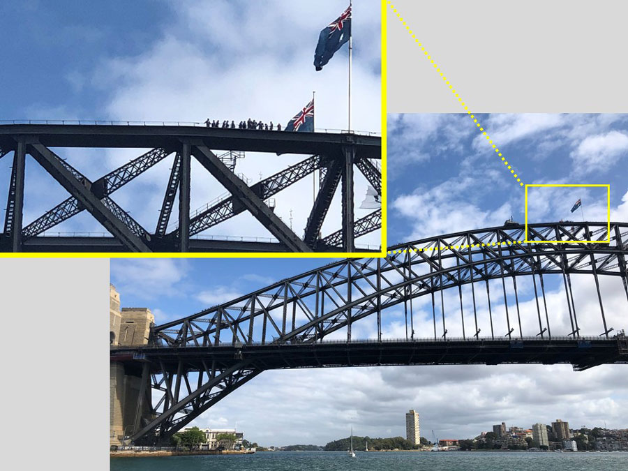 Tourists on the Sydney Harbour Bridge.