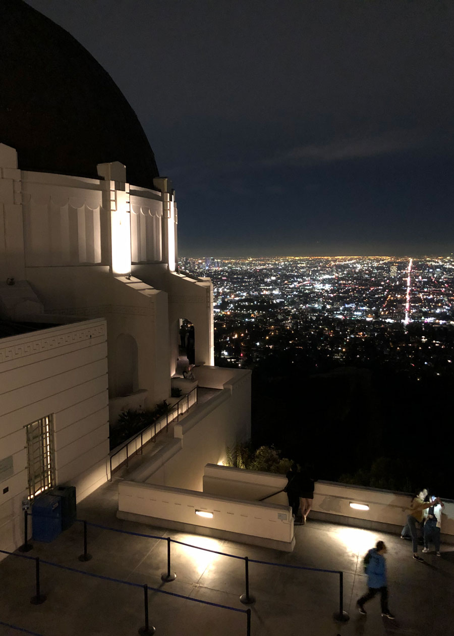 Great view of Los Angeles at night from Griffith Observatory.