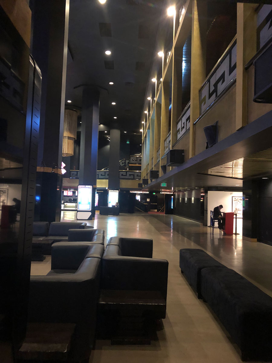 So quiet in the theater lobby.