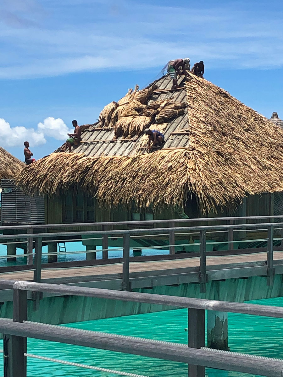Repairing a roof.