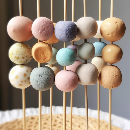 clay beads on skewers