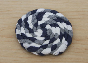 DIY braided t-shirt yarn coasters
