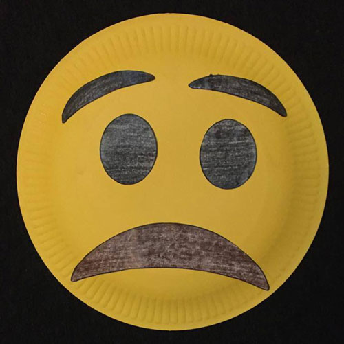 emoji paper plate craft: worried