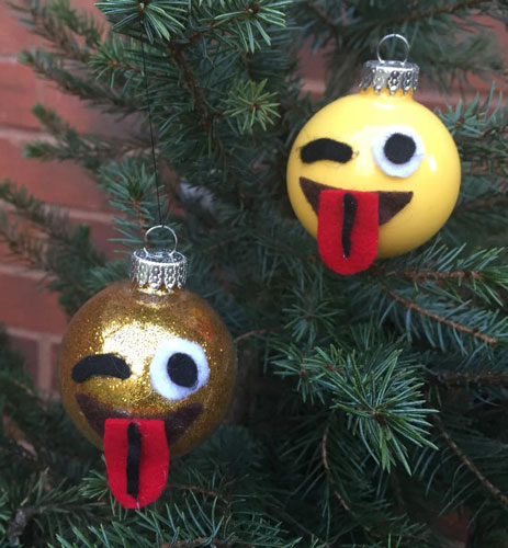 emoji christmas ornament: silly