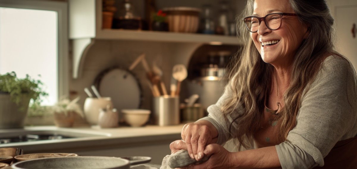 Leanne making dough