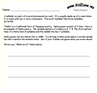 Poetry Ideas and Worksheets