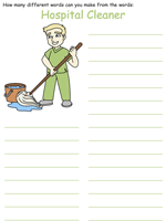 Hospital Cleaner word mine puzzle