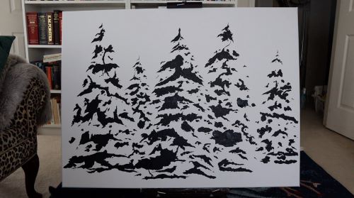 Painted Acrylic Evergreen Trees