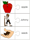 Johnny Appleseed jigsaw word match