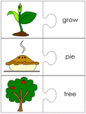 Johnny Appleseed jigsaw word match