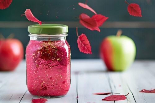 red apple glitter jar