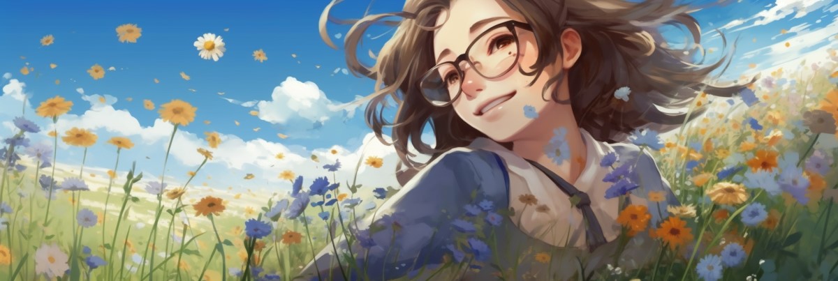 Leanne happy surrounded by flowers