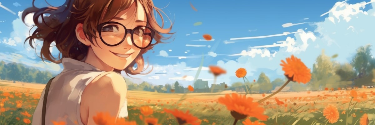 Leanne happy surrounded by flowers