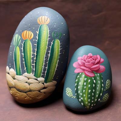 cacti painted on a rocks