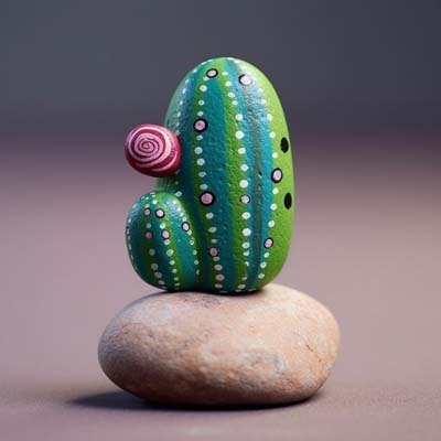 cactus made of rocks glued together
