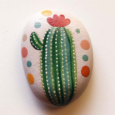 cactus painted on a rocks