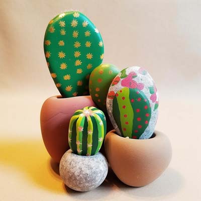 rock cacti and pinch pots